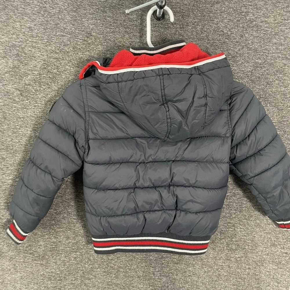Diesel Jacket Youth 5-6 Gray Puffer Hooded Full Zip Fleece Lined Insulated